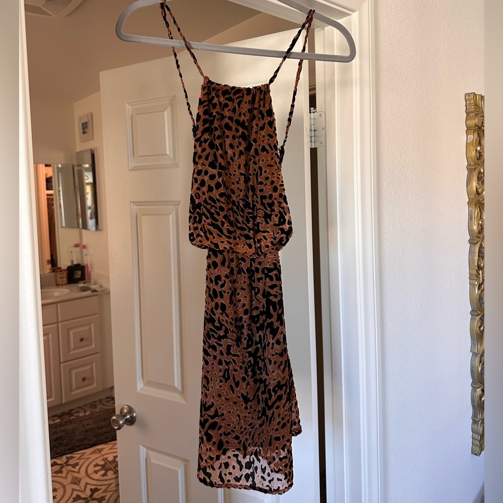Lulu's Brown and Black Cheetah Print Mini Dress